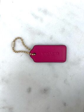 COACH Leather Hang Tag, Hot Pink